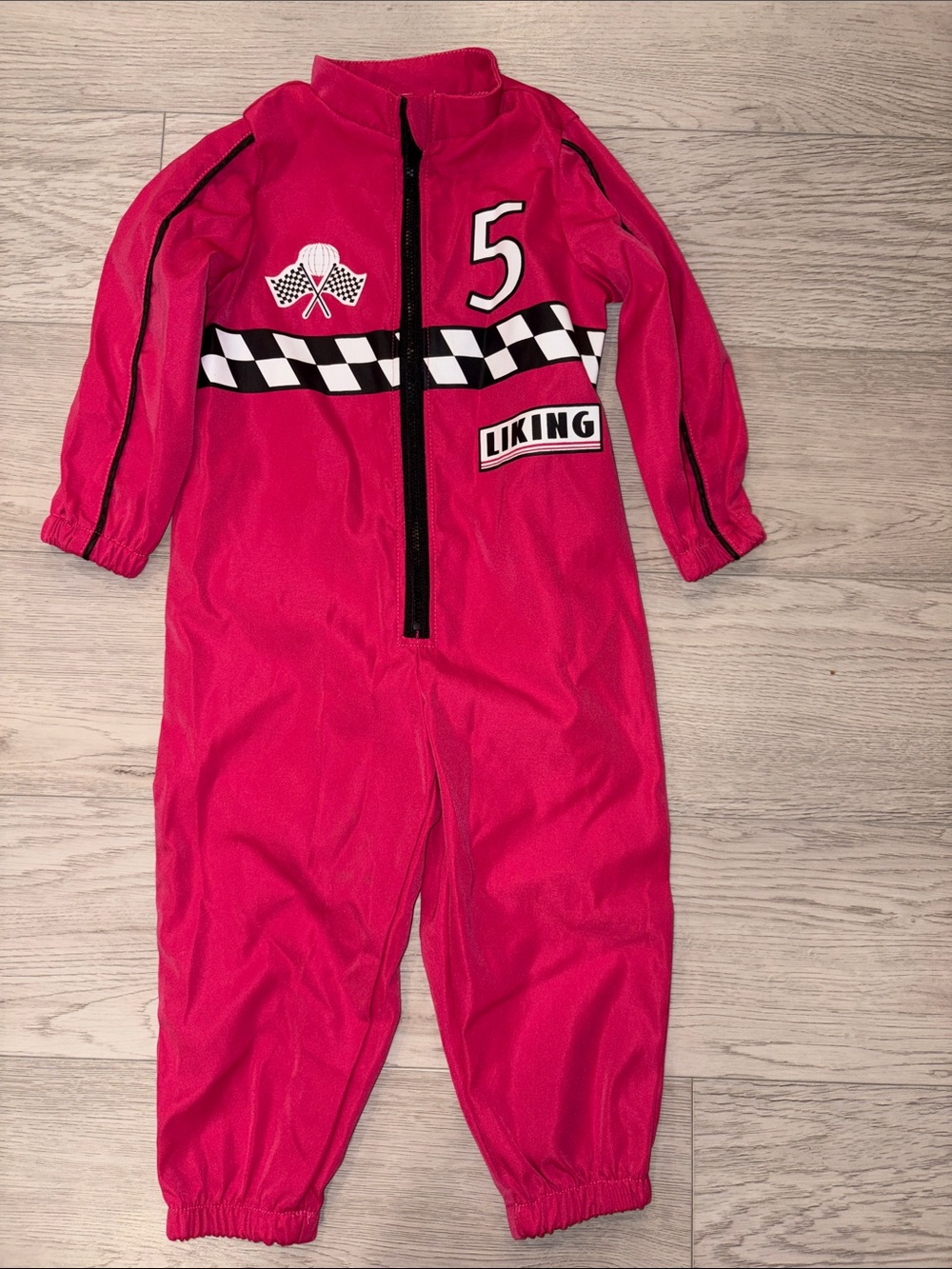 18-24 months pink Kids Racing One-Piece Jumpsuit - Hot Pink